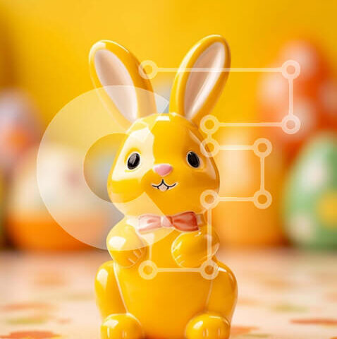 Intra Συλλεκτικό Ξύλινο Παζλ Plywood  4mm - Ειδώλιο λαγουδάκι του Πάσχα με πολύχρωμα αυγά Σε Ξύλινο Κουτί - Διαστάσεις: 10x10 cm – 25 κομμάτια - Image 1