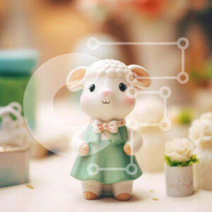 Intra Συλλεκτικό Ξύλινο Παζλ Plywood  4mm - Μικρό λευκό ειδώλιο προβάτου σε λουλούδια και διακοσμητικά αντικείμενα Σε Ξύλινο Κουτί - Διαστάσεις: 10x10 cm – 25 κομμάτια