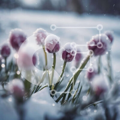 Intra Συλλεκτικό Ξύλινο Παζλ Plywood  4mm - Φρέσκες τουλίπες της άνοιξης καλυμμένες στο χιόνι Σε Ξύλινο Κουτί - Διαστάσεις: 10x10 cm – 25 κομμάτια - Image 1