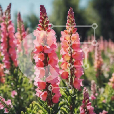 Intra Συλλεκτικό Ξύλινο Παζλ Plywood  4mm - Ροζ λουλούδια σε χωράφι με πράσινο φύλλωμα Σε Ξύλινο Κουτί - Διαστάσεις: 10x10 cm – 25 κομμάτια - Image 1