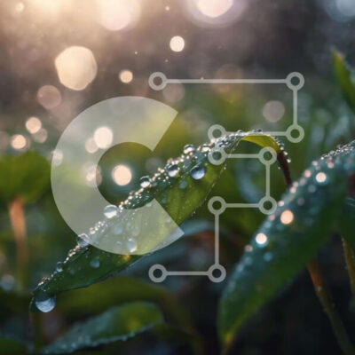 Intra Συλλεκτικό Ξύλινο Παζλ Plywood 4mm - Πράσινο φύλλο με σταγονίδια νερού Σε Ξύλινο Κουτί - Διαστάσεις: 10x10 cm – 25 κομμάτια - Image 1