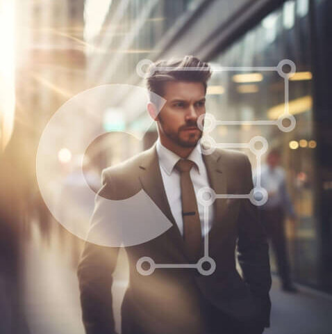 Intra Συλλεκτικό Ξύλινο Παζλ Plywood  4mm - Κομψός επιχειρηματίας που περπατά στην οδό Σε Ξύλινο Κουτί - Διαστάσεις Puzzle: 10x10 cm – 25 κομμάτια - Image 1