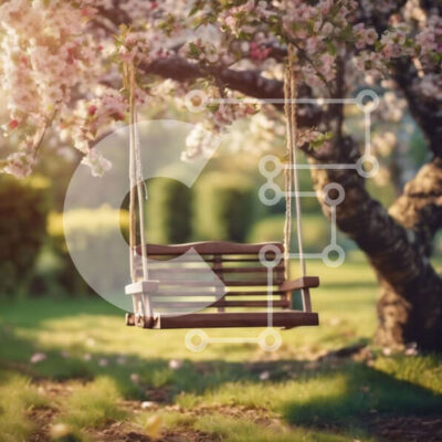 Intra Συλλεκτικό Ξύλινο Παζλ Plywood  4mm - Ξύλινη κούνια που κρέμεται από τη μηλιά στο πάρκο Blossoming Σε Ξύλινο Κουτί - Διαστάσεις Puzzle: 10x10 cm – 25 κομμάτια - Image 1