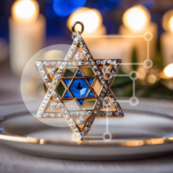 Intra Συλλεκτικό Ξύλινο Παζλ Plywood  4mm - Το αστέρι του Δαβίδ σε ένα άσπρο πιάτο με τα κεριά Σε Ξύλινο Κουτί - Διαστάσεις Puzzle: 10x10 cm – 25 κομμάτια - Image 1