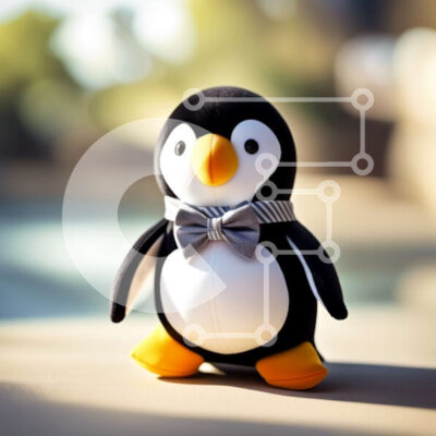 Intra Συλλεκτικό Ξύλινο Παζλ Plywood  4mm - Αξιολάτρευτη εικόνα ενός γεμισμένου παιχνιδιού πιγκουίνου με παπιγιόν Σε Ξύλινο Κουτί - Διαστάσεις: 10x10 cm – 25 κομμάτια - Image 1