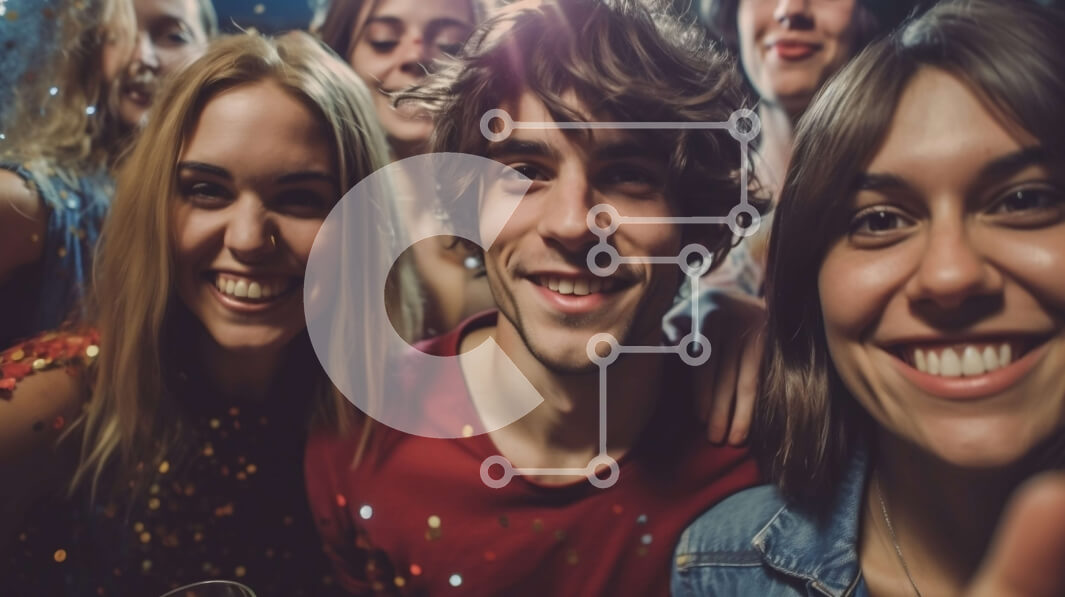 Intra Συλλεκτικό Ξύλινο Παζλ Plywood  4mm - Εορταστική εικόνα των νέων που βγάζουν μια selfie σε ένα πάρτι Σε Ξύλινο Κουτί - Διαστάσεις Puzzle: 10x10 cm – 25 κομμάτια