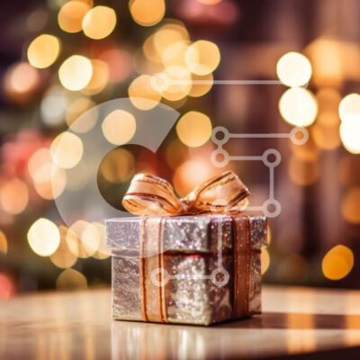 Intra Συλλεκτικό Ξύλινο Παζλ Plywood  4mm - Όμορφη εικόνα χριστουγεννιάτικου κουτιού δώρου σε ξύλινο τραπέζι Σε Ξύλινο Κουτί - Διαστάσεις: 10x10 cm – 25 κομμάτια - Image 1