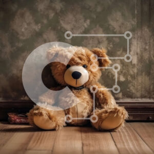 Intra Συλλεκτικό Ξύλινο Παζλ Plywood  4mm - Αξιολάτρευτη εικόνα ενός καφέ αρκουδάκι με κολάρο και ετικέτα Σε Ξύλινο Κουτί - Διαστάσεις: 10x10 cm – 25 κομμάτια