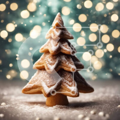 Intra Συλλεκτικό Ξύλινο Παζλ Plywood 4mm - Μελόψωμο δέντρο σε χιονισμένο φόντο Bokeh Σε Ξύλινο Κουτί - Διαστάσεις Puzzle: 10x10 cm – 25 κομμάτια - Image 1