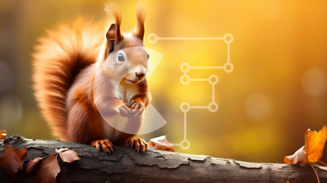 Intra Συλλεκτικό Ξύλινο Παζλ Plywood  4mm - Κόκκινος σκίουρος στο φθινοπωρινό κλαδί δέντρου με τα φύλλα Σε Ξύλινο Κουτί - Διαστάσεις: 10x10 cm – 25 κομμάτια