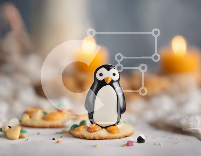 Intra Συλλεκτικό Ξύλινο Παζλ Plywood  4mm - Ειδώλιο πιγκουίνου σε μπισκότα με κεριά στο φόντο Σε Ξύλινο Κουτί - Διαστάσεις: 10x10 cm – 25 κομμάτια