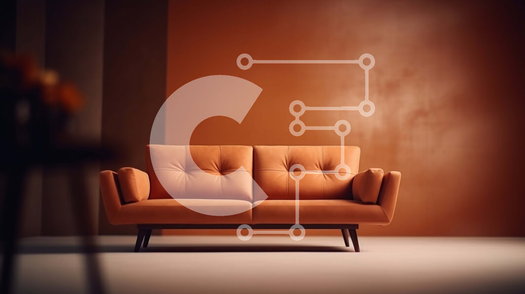 Intra Συλλεκτικό Ξύλινο Παζλ Plywood  4mm - Καφέ δερμάτινος καναπές σε δωμάτιο με πορτοκαλί τοίχους Σε Ξύλινο Κουτί - Διαστάσεις Puzzle: 10x10 cm – 25 κομμάτια