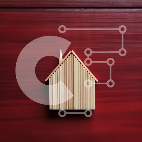 Intra Συλλεκτικό Ξύλινο Παζλ Plywood  4mm - Ξύλινο σπίτι με κόκκινη στέγη και λευκούς τοίχους Σε Ξύλινο Κουτί - Διαστάσεις Puzzle: 10x10 cm – 25 κομμάτια - Image 1