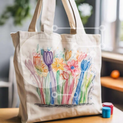 Intra Συλλεκτικό Ξύλινο Παζλ Plywood  4mm - Πολύχρωμη τσάντα λουλουδιών και χρωματιστά μολύβια Σε Ξύλινο Κουτί - Διαστάσεις Puzzle: 10x10 cm – 25 κομμάτια - Image 1