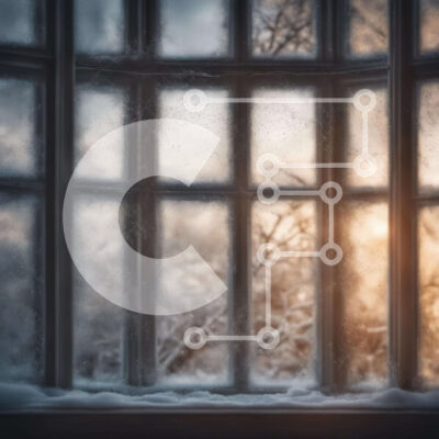 Intra Συλλεκτικό Ξύλινο Παζλ Plywood 4mm - Χιονισμένο παράθυρο με θέα στο ηλιοβασίλεμα Σε Ξύλινο Κουτί - Διαστάσεις: 10x10 cm – 25 κομμάτια - Image 1