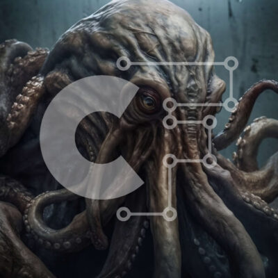 Intra Συλλεκτικό Ξύλινο Παζλ Plywood  4mm - Εκπληκτική εικόνα του γιγαντιαίου καλαμαριού στα βαθιά νερά του ωκεανού Σε Ξύλινο Κουτί - Διαστάσεις: 10x10 cm – 25 κομμάτια - Image 1