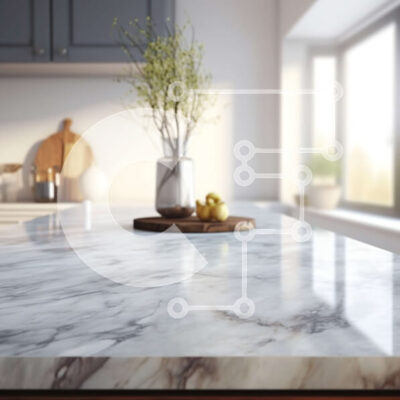 Intra Συλλεκτικό Ξύλινο Παζλ Plywood  4mm - Μαρμάρινος πάγκος κουζίνας με ξύλινο μπολ και λουλούδια Σε Ξύλινο Κουτί - Διαστάσεις Puzzle: 10x10 cm – 25 κομμάτια - Image 1