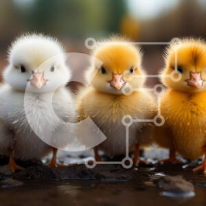 Intra Συλλεκτικό Ξύλινο Παζλ Plywood  4mm - Αξιολάτρευτα μωρά κοτόπουλα σε μια λακκούβα με νερό Σε Ξύλινο Κουτί - Διαστάσεις: 10x10 cm – 25 κομμάτια