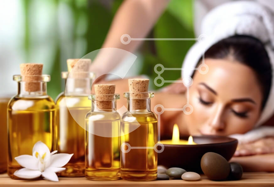 Intra Συλλεκτικό Ξύλινο Παζλ Plywood  4mm - Γυναίκα που χαλαρώνει στο σπα με αιθέρια έλαια και λουλούδια Σε Ξύλινο Κουτί - Διαστάσεις Puzzle: 10x10 cm – 25 κομμάτια