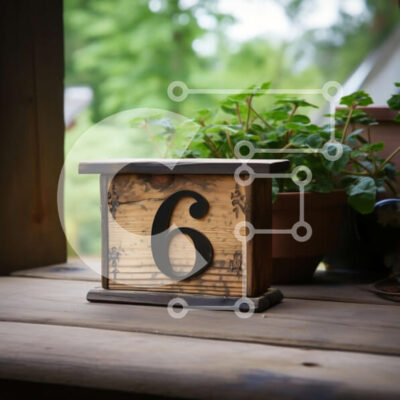 Intra Συλλεκτικό Ξύλινο Παζλ Plywood 4mm - Ρουστίκ Ξύλινο Νούμερο 6 σε τραπέζι με όμορφα στιλ Σε Ξύλινο Κουτί - Διαστάσεις: 10x10 cm – 25 κομμάτια - Image 1