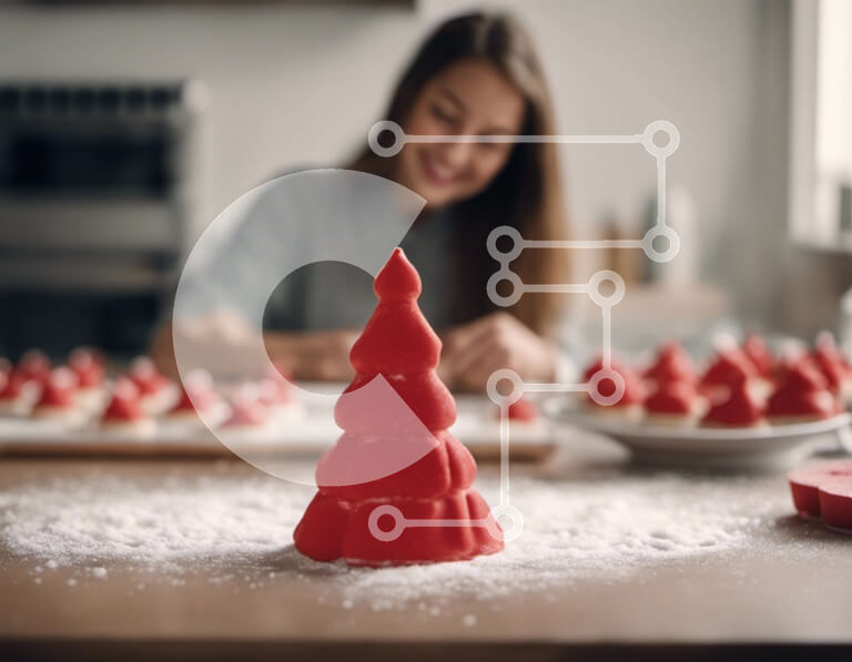 Intra Συλλεκτικό Ξύλινο Παζλ Plywood  4mm - Γυναίκα που διακοσμεί τα χριστουγεννιάτικα μπισκότα στην κουζίνα Σε Ξύλινο Κουτί - Διαστάσεις Puzzle: 10x10 cm – 25 κομμάτια