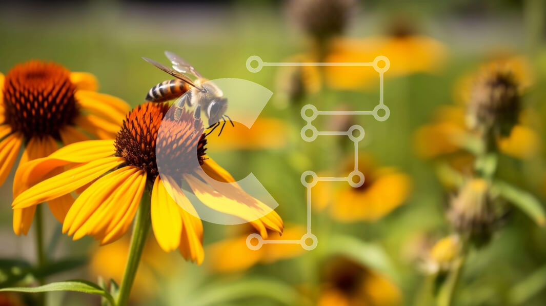 Intra Συλλεκτικό Ξύλινο Παζλ Plywood  4mm - Μέλισσα σε πορτοκαλί λουλούδι με κίτρινα λουλούδια Σε Ξύλινο Κουτί - Διαστάσεις: 10x10 cm – 25 κομμάτια