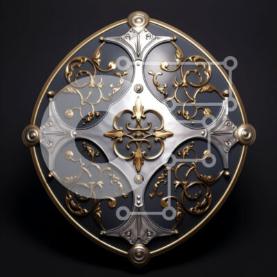 Intra Συλλεκτικό Ξύλινο Παζλ Plywood  4mm - Περίτεχνη ασπίδα με χρυσό και ασημί σχέδιο Σε Ξύλινο Κουτί - Διαστάσεις: 10x10 cm – 25 κομμάτια - Image 1