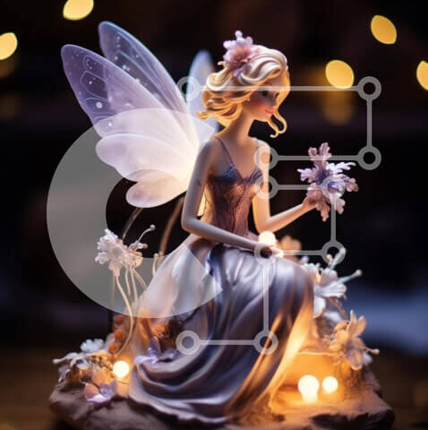 Intra Συλλεκτικό Ξύλινο Παζλ Plywood  4mm - Ειδώλιο νεράιδων με λουλούδια στα χέρια Σε Ξύλινο Κουτί - Διαστάσεις Puzzle: 10x10 cm – 25 κομμάτια - Image 1