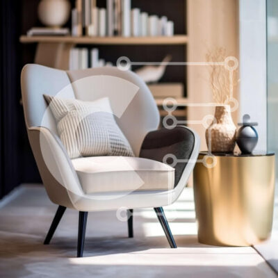 Intra Συλλεκτικό Ξύλινο Παζλ Plywood  4mm - Σύγχρονο σαλόνι με κομψή πολυθρόνα και κομψό βοηθητικό τραπέζι Σε Ξύλινο Κουτί - Διαστάσεις Puzzle: 10x10 cm – 25 κομμάτια - Image 1