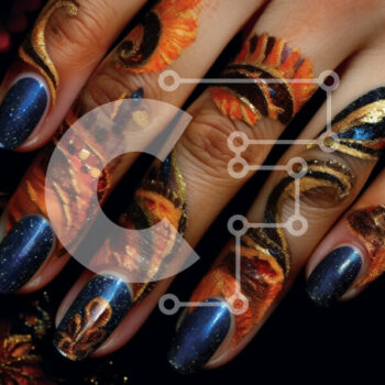 Intra Συλλεκτικό Ξύλινο Παζλ Plywood  4mm - Πολύχρωμο Floral Nail Art στο γυναικείο χέρι Σε Ξύλινο Κουτί - Διαστάσεις Puzzle: 10x10 cm – 25 κομμάτια - Image 1