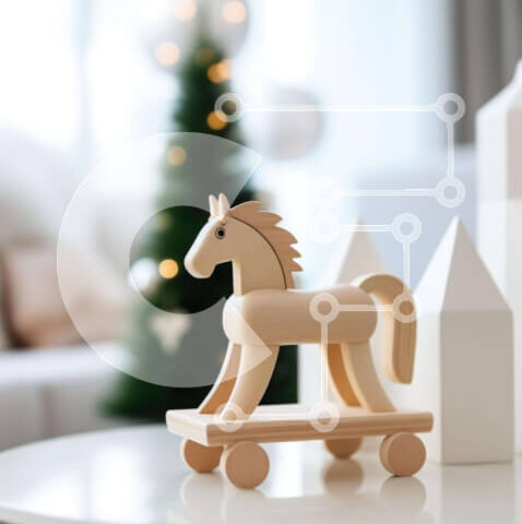 Intra Συλλεκτικό Ξύλινο Παζλ Plywood 4mm - Ξύλινο παιχνίδι άλογο σε λευκό τραπέζι στο σαλόνι Σε Ξύλινο Κουτί - Διαστάσεις: 10x10 cm – 25 κομμάτια - Image 1