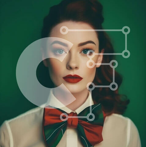 Intra Συλλεκτικό Ξύλινο Παζλ Plywood  4mm - Κομψή γυναίκα με κόκκινα μαλλιά και πράσινα μάτια Σε Ξύλινο Κουτί - Διαστάσεις Puzzle: 10x10 cm – 25 κομμάτια - Image 1