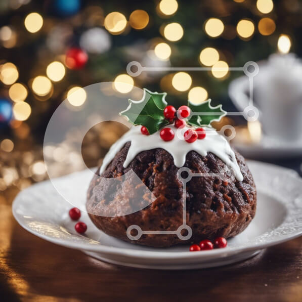 Intra Συλλεκτικό Ξύλινο Παζλ Plywood  4mm - Εορταστικό χριστουγεννιάτικο κέικ με γλάσο και μούρα πουρνάρι Σε Ξύλινο Κουτί - Διαστάσεις: 10x10 cm – 25 κομμάτια