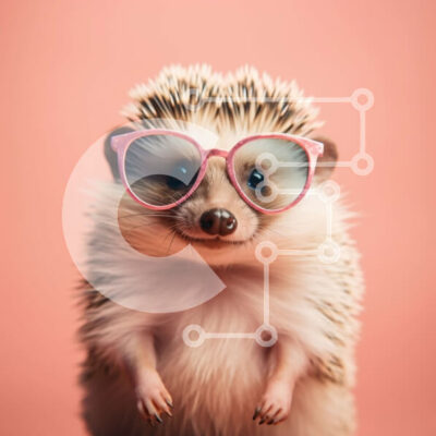 Intra Συλλεκτικό Ξύλινο Παζλ Plywood  4mm - Αξιολάτρευτη εικόνα ενός σκαντζόχοιρου που φοράει ροζ γυαλιά ηλίου Σε Ξύλινο Κουτί - Διαστάσεις: 10x10 cm – 25 κομμάτια - Image 1