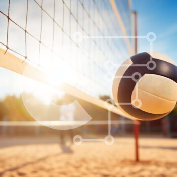 Intra Συλλεκτικό Ξύλινο Παζλ Plywood  4mm - Μπάλα βόλεϊ σε κίνηση κοντά στο δίχτυ στην παραλία Σε Ξύλινο Κουτί - Διαστάσεις Puzzle: 10x10 cm – 25 κομμάτια - Image 1