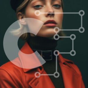 Intra Συλλεκτικό Ξύλινο Παζλ Plywood  4mm - Μοντέρνα γυναίκα που φορά κόκκινο δερμάτινο μπουφάν και μαύρο καπέλο Σε Ξύλινο Κουτί - Διαστάσεις Puzzle: 10x10 cm – 25 κομμάτια