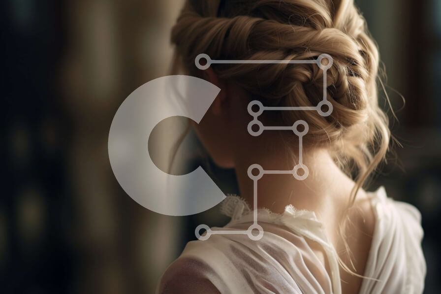 Intra Συλλεκτικό Ξύλινο Παζλ Plywood  4mm - Εκπληκτική εικόνα μιας ξανθιάς γυναίκας με λευκό φόρεμα με χτένισμα με πλεξούδα Σε Ξύλινο Κουτί - Διαστάσεις Puzzle: 10x10 cm – 25 κομμάτια