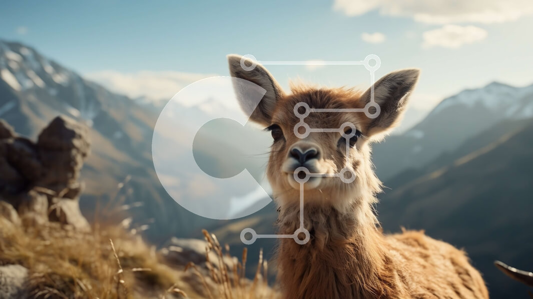 Intra Συλλεκτικό Ξύλινο Παζλ Plywood  4mm - Χαριτωμένο μωρό λάμα σε βραχώδες έδαφος με φόντο το βουνό Σε Ξύλινο Κουτί - Διαστάσεις: 10x10 cm – 25 κομμάτια