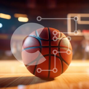 Intra Συλλεκτικό Ξύλινο Παζλ Plywood  4mm - Μπάσκετ σε ξύλινο γήπεδο με αμυδρά φωτισμένο στεφάνι μπάσκετ Σε Ξύλινο Κουτί - Διαστάσεις Puzzle: 10x10 cm – 25 κομμάτια