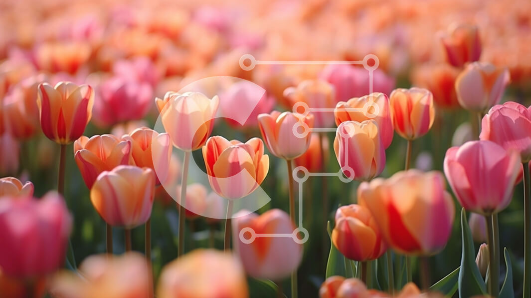 Intra Συλλεκτικό Ξύλινο Παζλ Plywood  4mm - Εκπληκτική εικόνα ενός χωραφιού με ροζ και πορτοκαλί τουλίπες Σε Ξύλινο Κουτί - Διαστάσεις: 10x10 cm – 25 κομμάτια