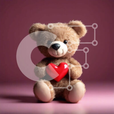 Intra Συλλεκτικό Ξύλινο Παζλ Plywood  4mm - Καφέ αρκουδάκι που κρατά πορτοκαλί καρδιά Σε Ξύλινο Κουτί - Διαστάσεις: 10x10 cm – 25 κομμάτια - Image 1