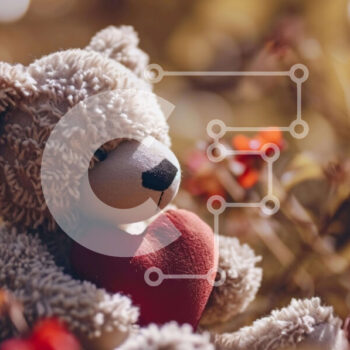 Intra Συλλεκτικό Ξύλινο Παζλ Plywood  4mm - Αρκουδάκι με καρδιά στον κήπο λουλουδιών Σε Ξύλινο Κουτί - Διαστάσεις Puzzle: 10x10 cm – 25 κομμάτια - Image 1