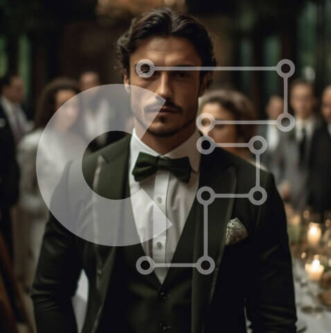 Intra Συλλεκτικό Ξύλινο Παζλ Plywood  4mm - Σοβαρός άνδρας με πράσινο σμόκιν που κρατά ένα ποτήρι κρασί Σε Ξύλινο Κουτί - Διαστάσεις Puzzle: 10x10 cm – 25 κομμάτια - Image 1