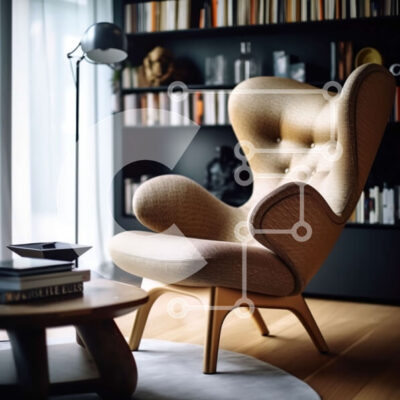 Intra Συλλεκτικό Ξύλινο Παζλ Plywood  4mm - Κομψή και άνετη πολυθρόνα σε ένα καλά φωτισμένο σαλόνι Σε Ξύλινο Κουτί - Διαστάσεις Puzzle: 10x10 cm – 25 κομμάτια - Image 1