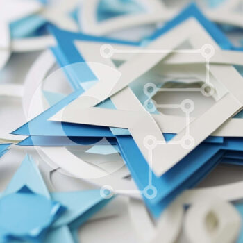 Intra Συλλεκτικό Ξύλινο Παζλ Plywood  4mm - Μπλε και άσπρα χάρτινα κοψίματα σε σχήμα αστεριού Σε Ξύλινο Κουτί - Διαστάσεις Puzzle: 10x10 cm – 25 κομμάτια - Image 1