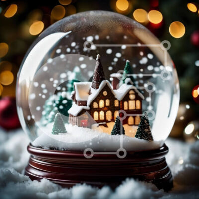 Intra Συλλεκτικό Ξύλινο Παζλ Plywood  4mm - Όμορφη χειμερινή σκηνή με Snow Globe και Miniature Village Σε Ξύλινο Κουτί - Διαστάσεις Puzzle: 10x10 cm – 25 κομμάτια - Image 1