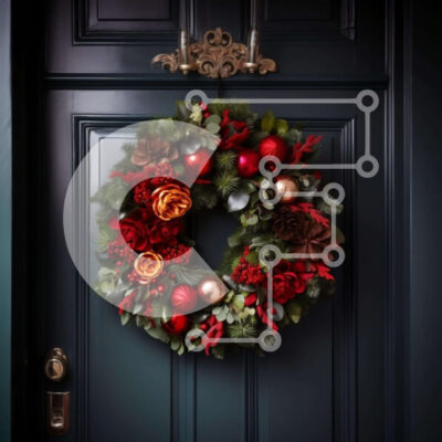 Intra Συλλεκτικό Ξύλινο Παζλ Plywood  4mm - Διακοσμητικό στεφάνι στην εξώπορτα με κόκκινα και πορτοκαλί λουλούδια Σε Ξύλινο Κουτί - Διαστάσεις Puzzle: 10x10 cm – 25 κομμάτια - Image 1