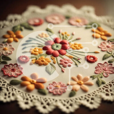 Intra Συλλεκτικό Ξύλινο Παζλ Plywood  4mm - Όμορφη φλοράλ κεντημένη πετσέτα σε τραπέζι Σε Ξύλινο Κουτί - Διαστάσεις: 10x10 cm – 25 κομμάτια - Image 1