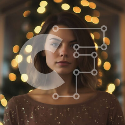 Intra Συλλεκτικό Ξύλινο Παζλ Plywood  4mm - Όμορφη εικόνα μιας γυναίκας και ενός χριστουγεννιάτικου δέντρου Σε Ξύλινο Κουτί - Διαστάσεις: 10x10 cm – 25 κομμάτια - Image 1