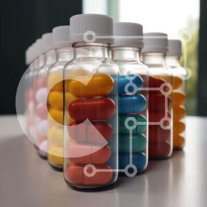 Intra Συλλεκτικό Ξύλινο Παζλ Plywood  4mm - Πολύχρωμα μπουκάλια χαπιών σε ένα τραπέζι Σε Ξύλινο Κουτί - Διαστάσεις Puzzle: 10x10 cm – 25 κομμάτια